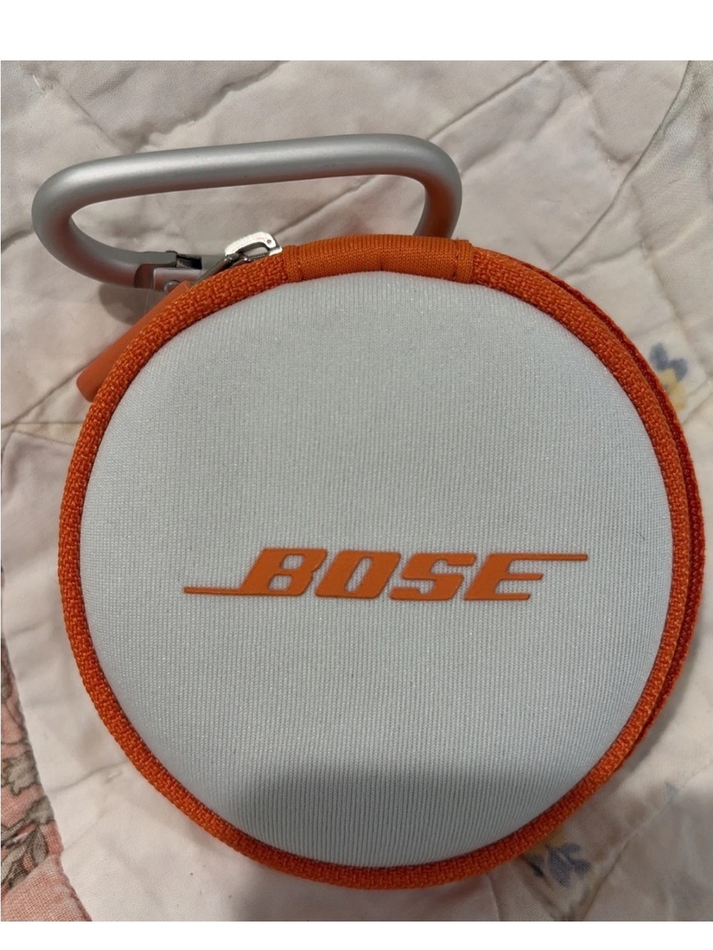 Bose Travel Case ONLY for Bose Soundsport Gray/Orange Round Zipper w/ Carabiner